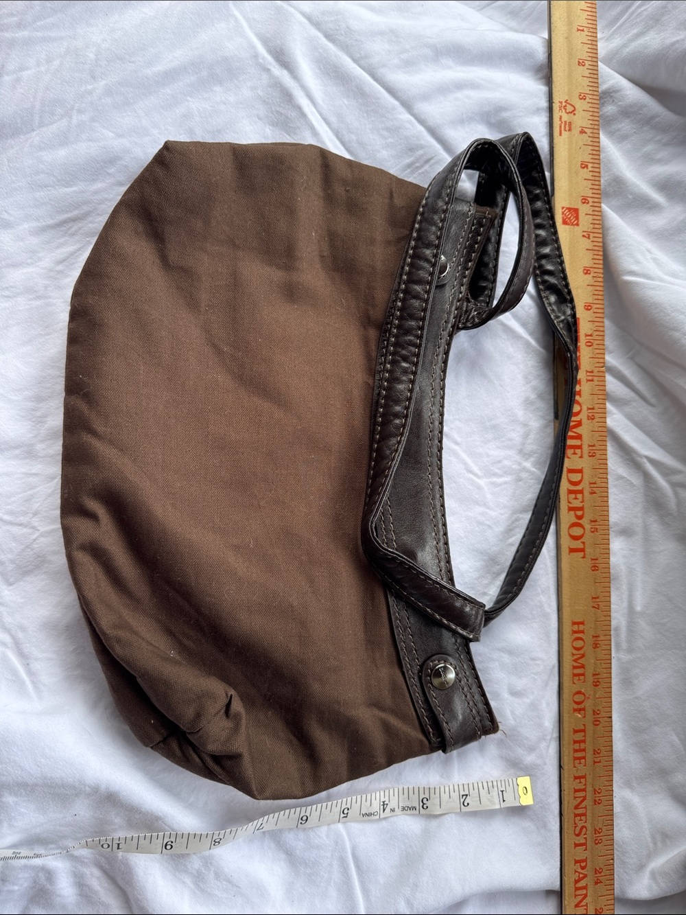thirty-one Brown Canvas Messenger Bag with Dark Brown Strap